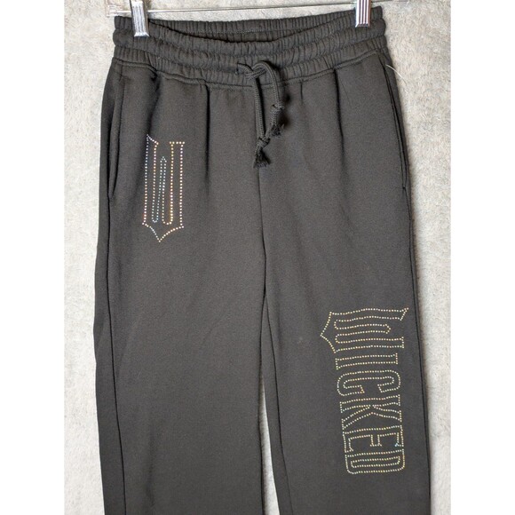 Wicked Elphaba Glinda Rhinestones Black Wide Leg Sweatpants XXS NWOT - Picture 2 of 9